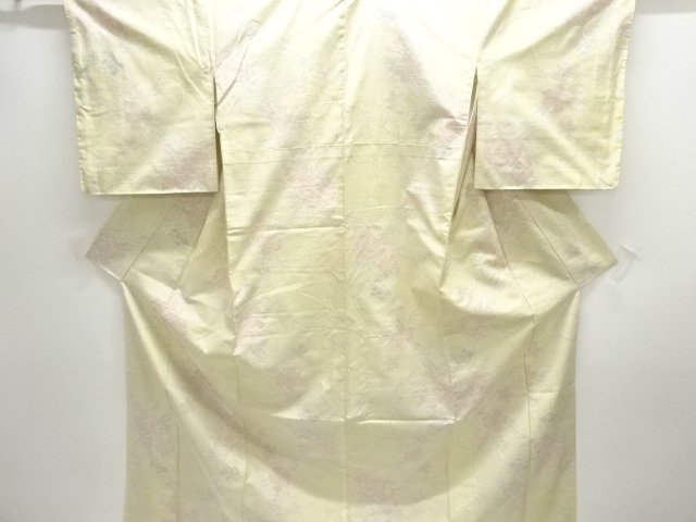 JAPANESE KIMONO / SILK / TOKAMACHI TSUMUGI / WOVEN FLORAL ARABESQUE